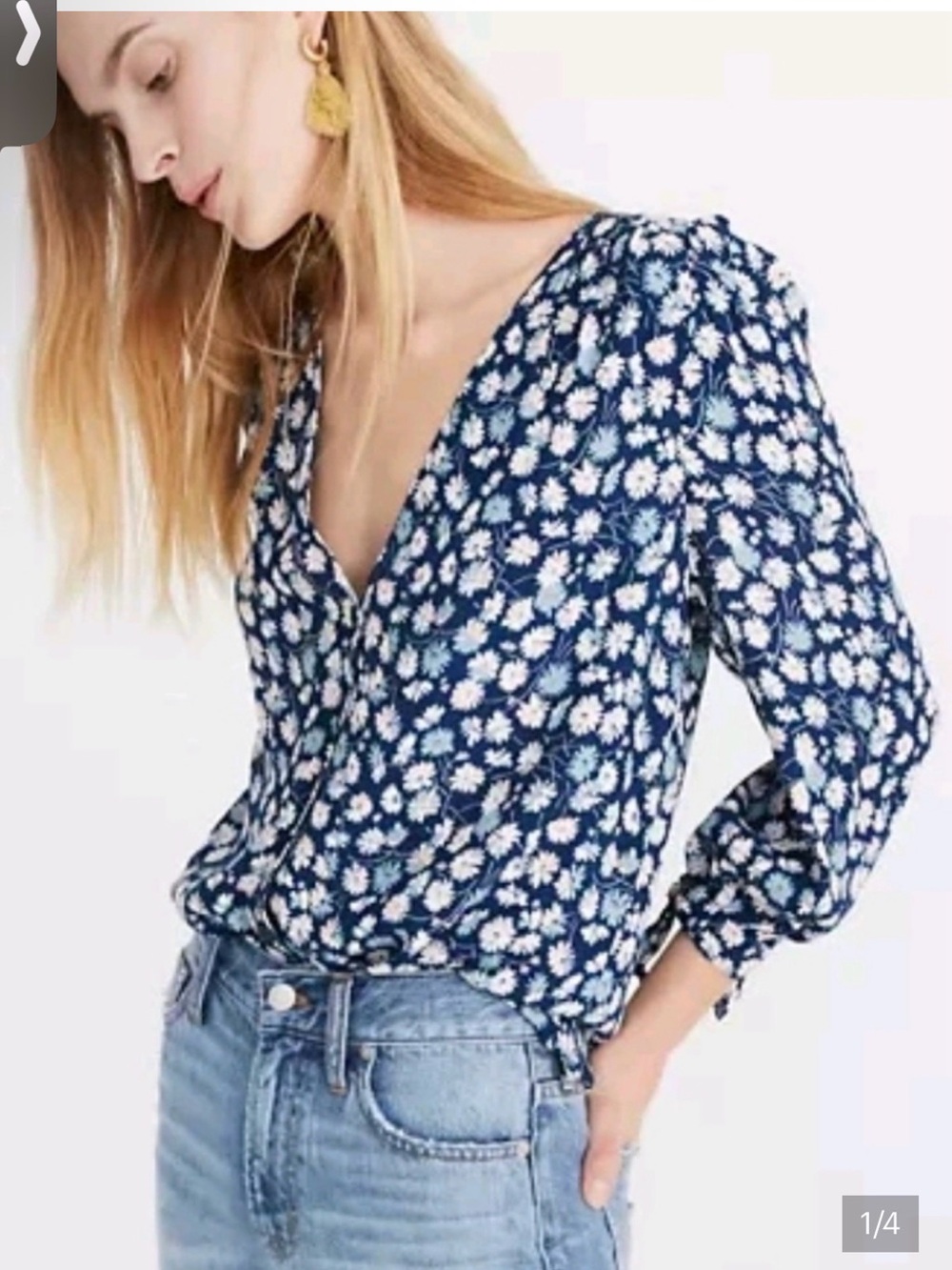 MADEWELL ~ Size xxs~ FRENCH FLORAL Bohohemian Tie Sleeve blouse